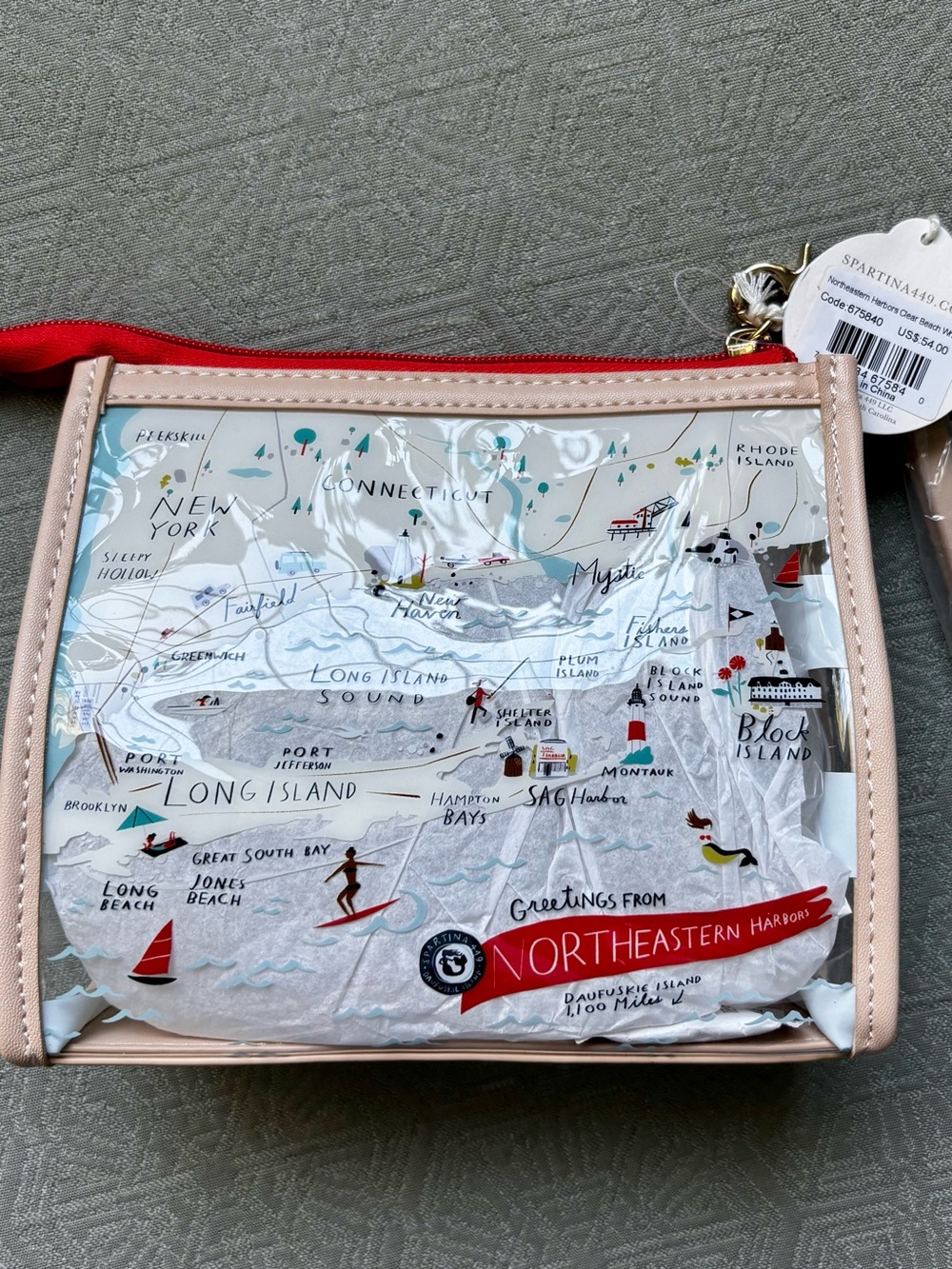 Spartina 449 Northeastern Harbors Clear Beach Wristlet NWT